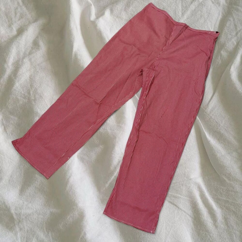 Cottage Coquette Farmcore Americana Gingham Feminine Cotton Blend Cropped Pants - Picture 2 of 7